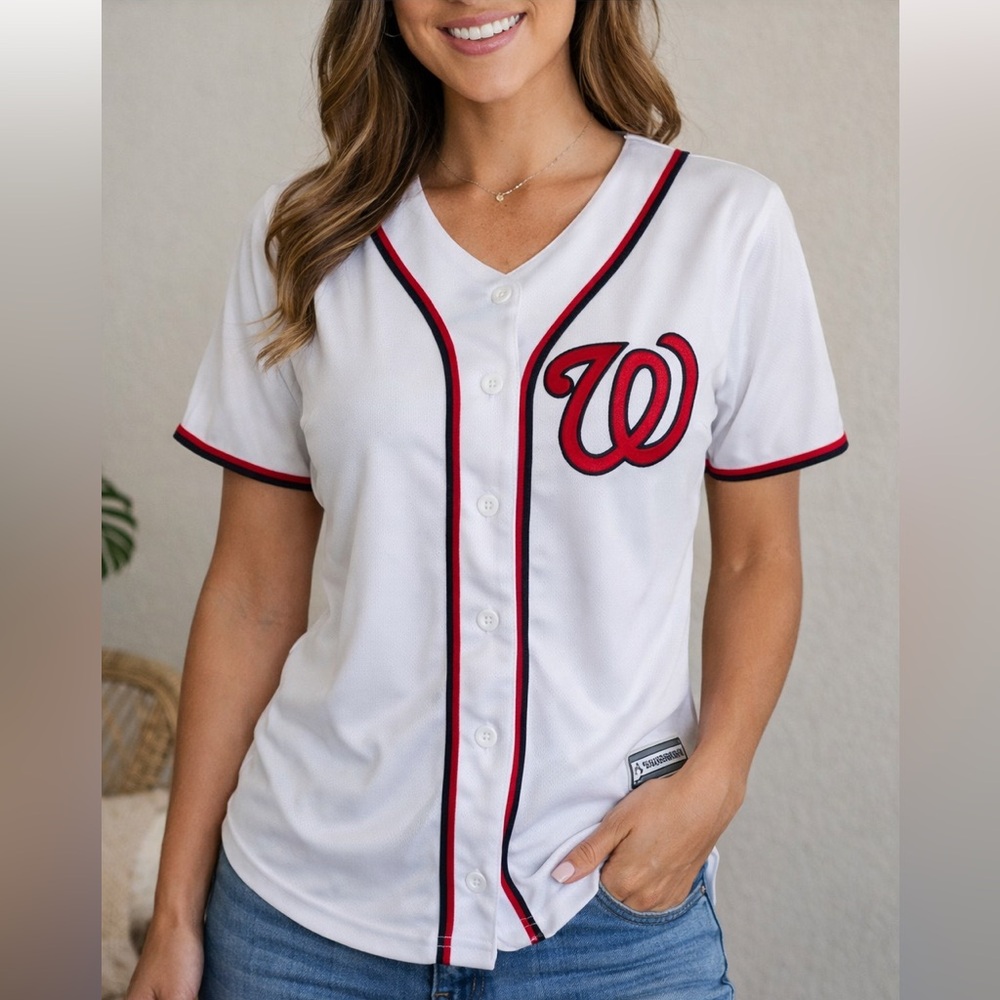 Washington Nationals Matt Wieters #32 Baseball Jersey White Red Blue Size M